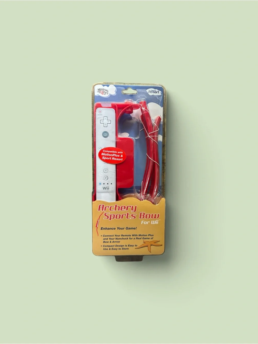 Red Archery Sports Bow Accessory for Wii - Compatible Controller Holder
